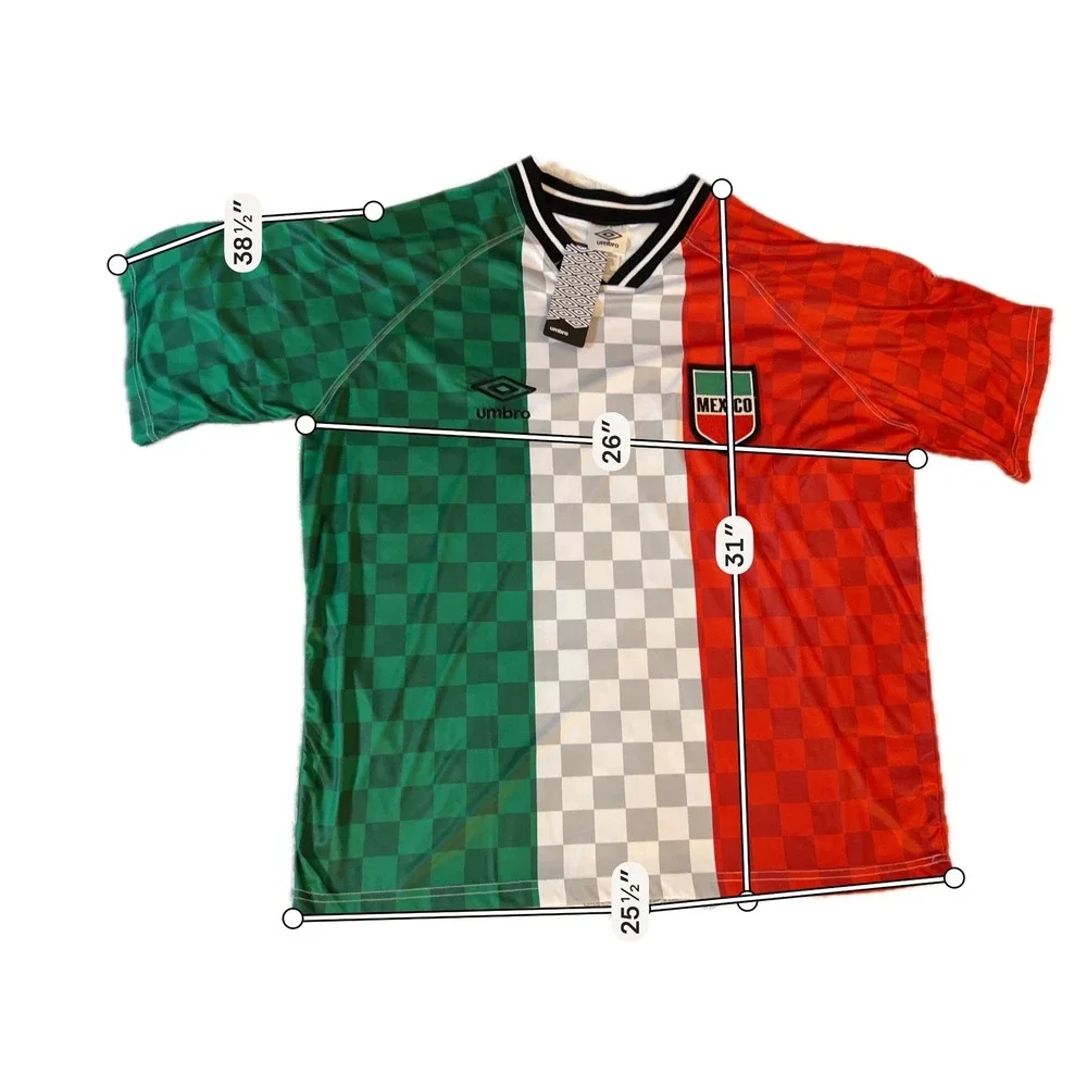 Umbro Mexico Soccer Jersey Large NWT Tricolor Checkerboard Football Shirt - Picture 3 of 7